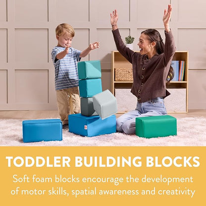 EarlyBuilder Foam Stacking Block Set Small Soft Play Contemporary 7-Piece