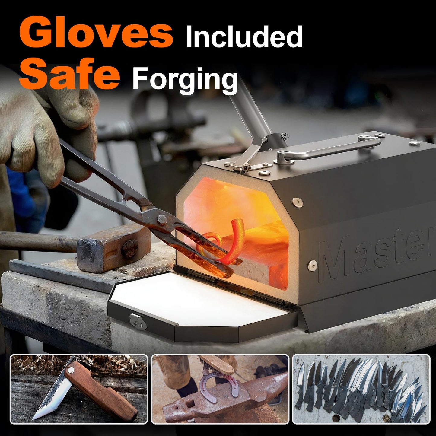 MMasters Mini 1 Burner Propane Forge 2600°F Gas Forge for Blacksmithing Tools, Knife Making Kit, and Bladesmithing – Portable Metal Set with Beginners Welding Package