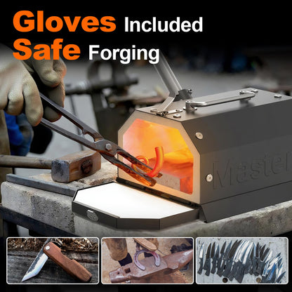 MMasters Mini 1 Burner Propane Forge 2600°F Gas Forge for Blacksmithing Tools, Knife Making Kit, and Bladesmithing – Portable Metal Set with Beginners Welding Package