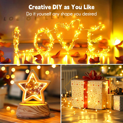Minetom Fairy Lights, 66ft 200LEDs Warm White String Lights, Waterproof Silver Wire for Indoor/Outdoor Use