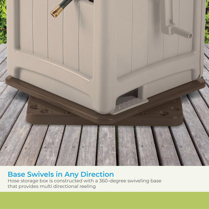 Suncast 225 ft. Swivel Hideaway Hose Reel with Hose Guide and Crank Handle, Mocha/Taupe