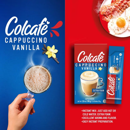 Colcafe Instant French Vanilla Cappuccino, 6 sticks per pack, Pack of 2