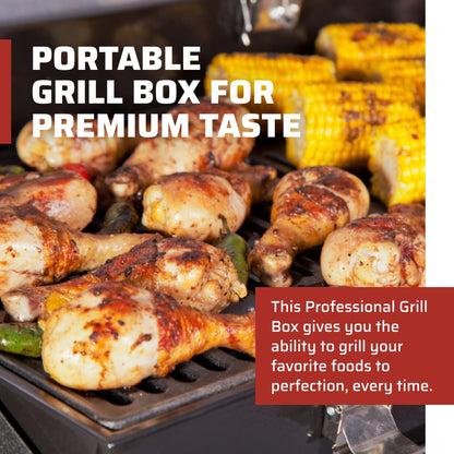 Camp Chef Deluxe BBQ Grill Box, Single Burner Accessory, Cooking Dimensions: 14 in. x 16 in, Black