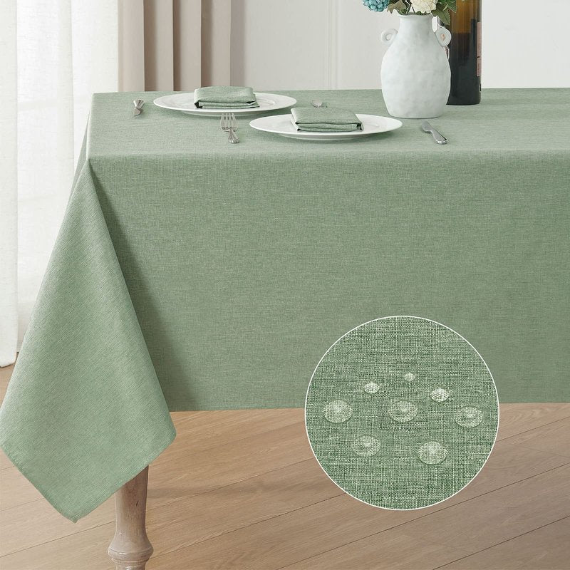 Veblandy 2 Pack Rectangle Tablecloth, 60x104 inch, Water Resistant Wrinkle Free Linen Textured Table Cloth Washable, Decorative Fabric Table Cover for Dining, Party and Camping, Sage Green