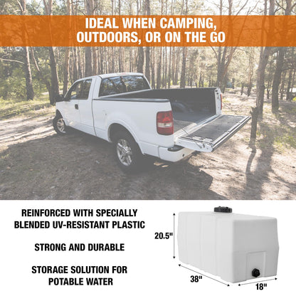 RomoTech 82123919 Horizontal Square Reservoir Water Tank, 50 Gallon, Made in USA, Natural Poly Tank for Non-Flammable Liquids, UV-Resistant, Ideal for Agricultural Use, RV Water Storage, White