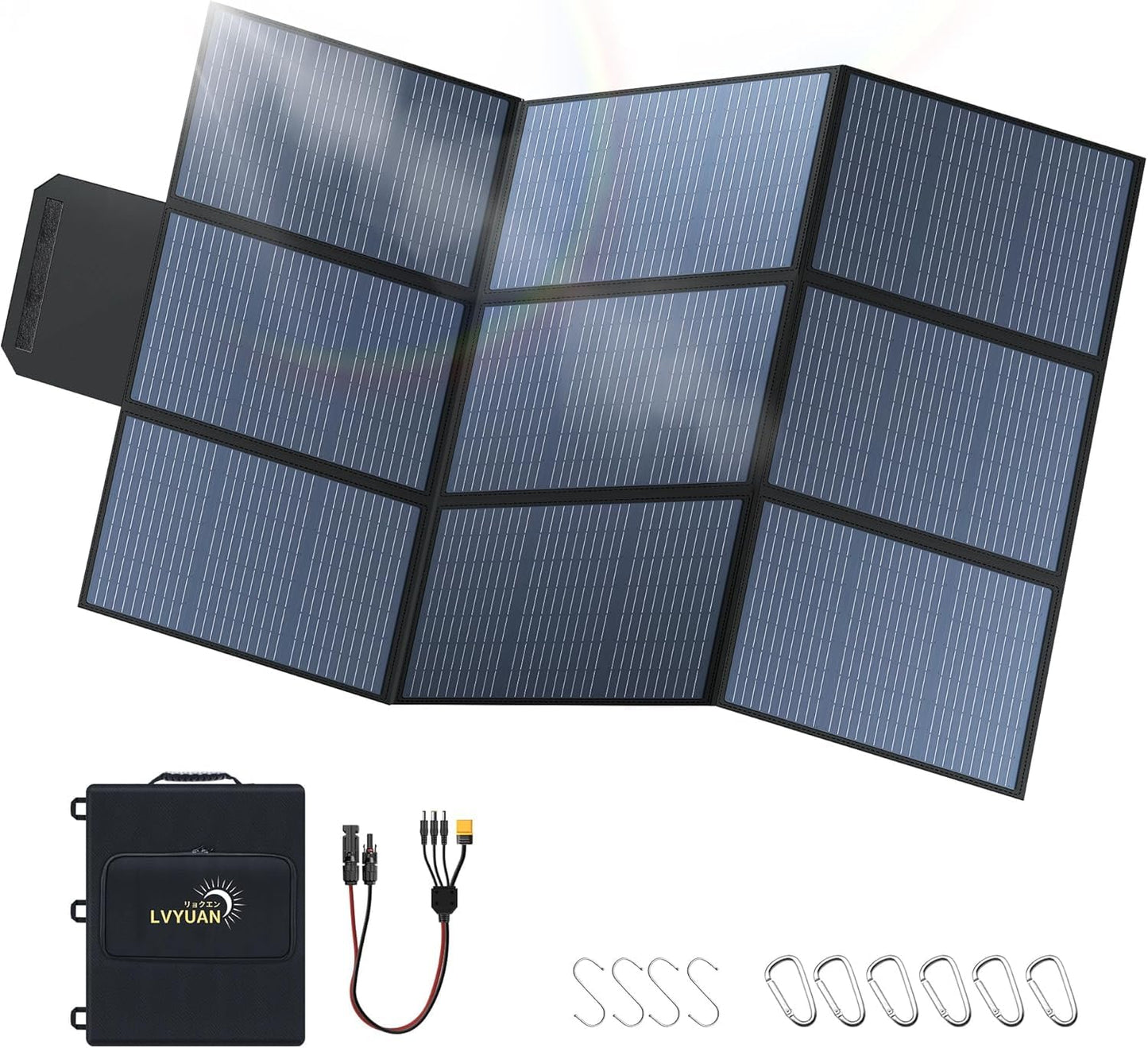 LVYUAN 400W Portable Solar Panel, 36V Foldable Blanket Solar Panel IP64 P-PERC, Upgraded 23% Efficiency for Solar Power Station Generator for Outdoor Camping Backpacking Hiking, 22 Pounds