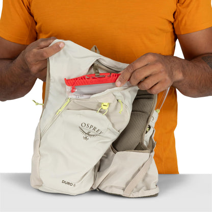 Osprey Duro 6L Men's Running Hydration Vest with Hydraulics Soft Flasks - Adjustable Water Pack with Pockets, Black, Medium