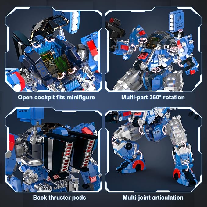 Mould King Mech Building Blocks Set for Adults Science Fiction Robot Model Building Kit with Multiple Weapons Battle Military Style Warrior Collectible for Man (1792 Pieces)