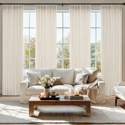 MIULEE Pinch Pleated Linen Curtains - 90-Inch Ivory Cream Semi-Sheer Drapes | 4 Panels for Light Filtering Privacy