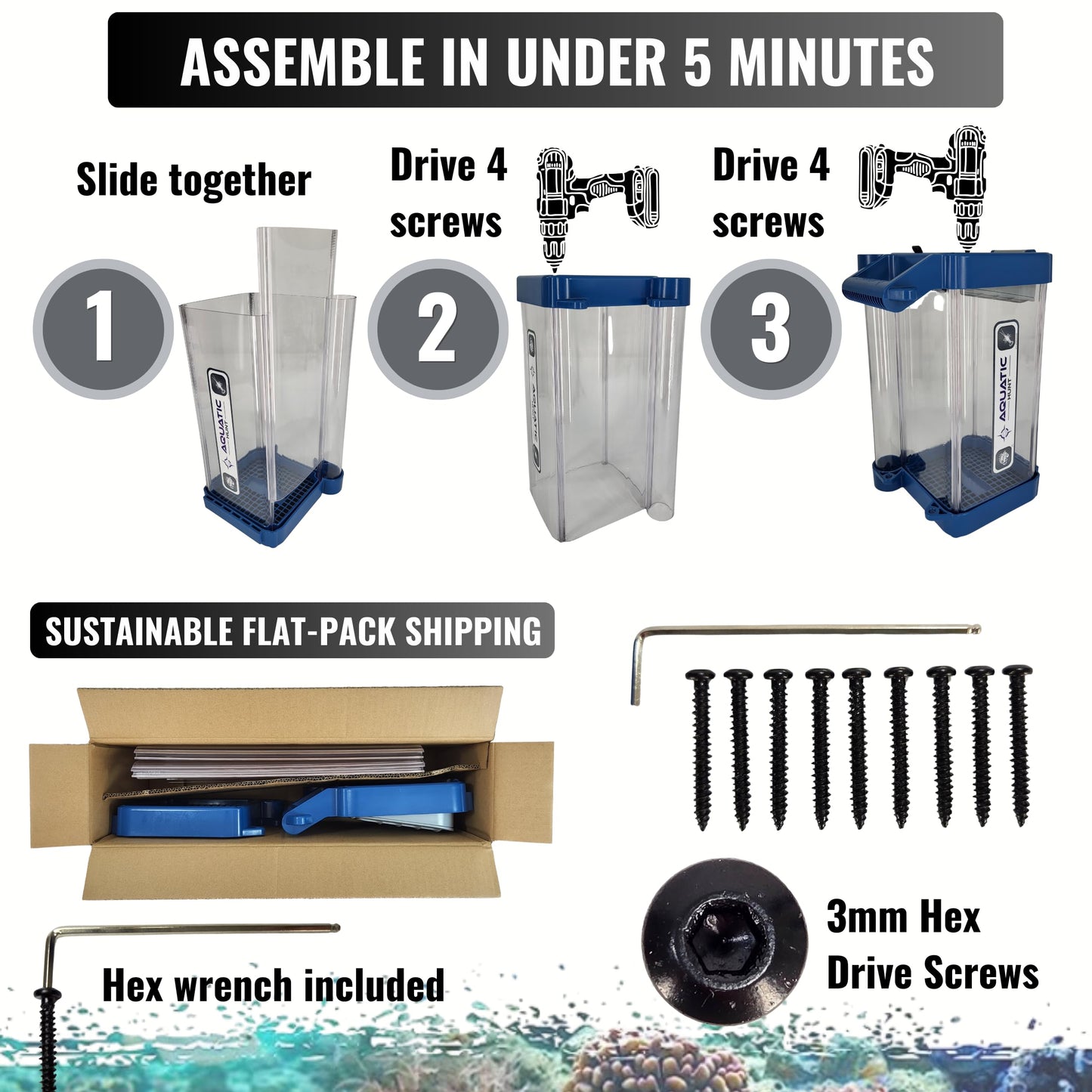 Aquatic Hunt Lionfish Locker High-Capacity Lionfish Containment Unit for Divers | Fast Drainage, Spear/Snare Storage, Durable & Versatile for Lionfish Hunting & Lobster Collection (Blue Water), 22''