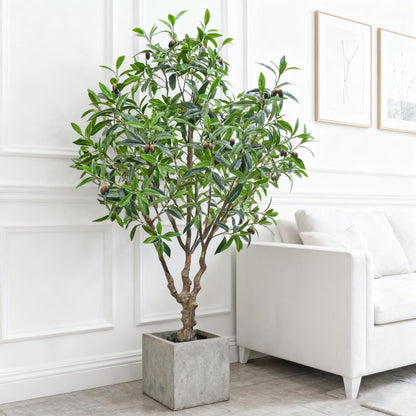 ZSENENT 7.5ft Large Realistic Artificial Olive Tree with Olives - Premium Silk Mediterranean Faux Tree with Bendable Branches & Sturdy Base for Indoor Outdoor Farmhouse Office Decor