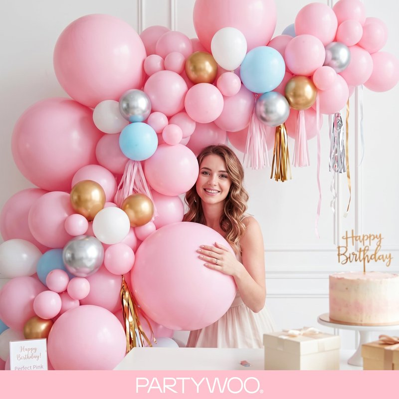 PartyWoo Baby Pink Balloons 100 pcs Different Sizes of 18 12 10 5 Inch Pastel Pale Light Pink Balloons Arch Kit Garland for Baby Shower Gender Reveal Birthday Princess Party Decorations Pink-Q05
