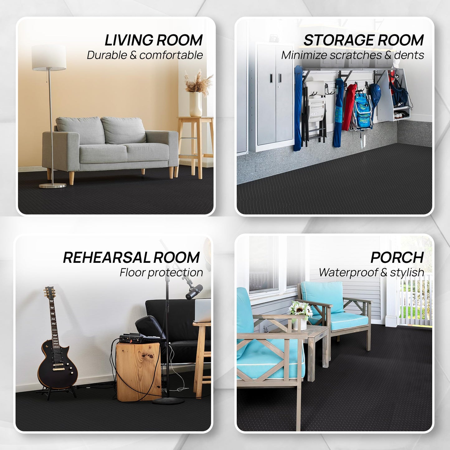 Yes4All EVA Interlocking Mats, Puzzle Floor Tiles, Foam Floor Padding with Border for Furniture, Home Space, Living Room, Garage 96 SQFT