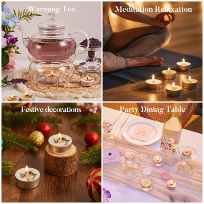 Ashlux Lavender Scented Tealight Candles Bulk 48 Pack - Infused with Real Lavender Petals, Soy Wax 4 Hour Clean Burn, Smokeless for Relaxation, Wedding, Anniversary, Celebration & Home Use