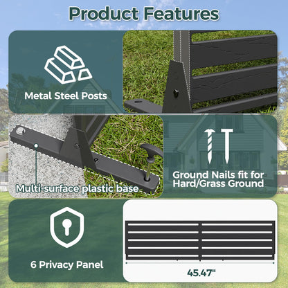 Trygoal Privacy Fence Screen with Stand 6 Panel 72" H×47" W HDPE Decorative Privacy Panels with Stand, Air Conditioner Fence Panels, Privacy Screen for Outdoor Backyard, Balcony, Pool