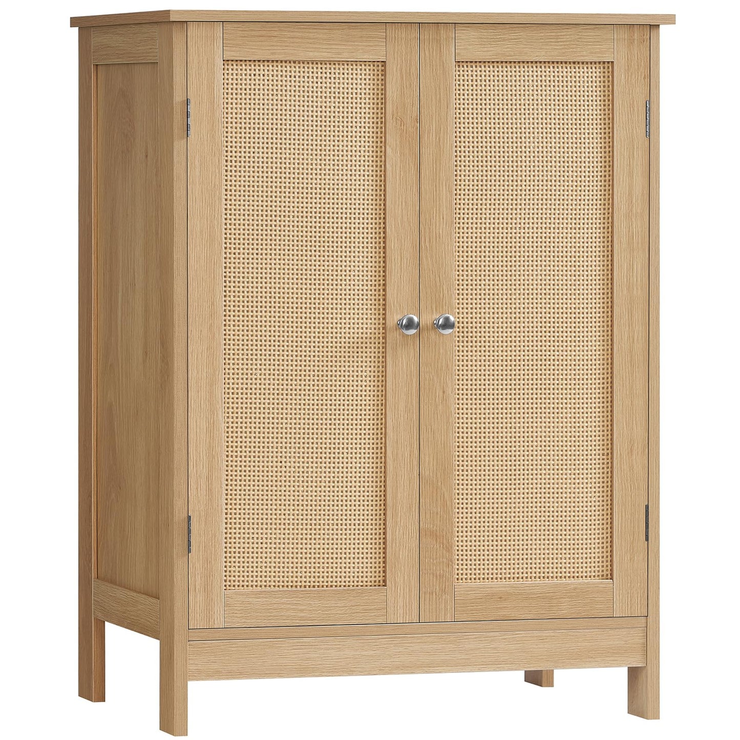 Iwell Storage Cabinet, Rattan Cabinet with Adjustable Shelf, for Living Room, Entryway, Kitchen, Home Office, Nature