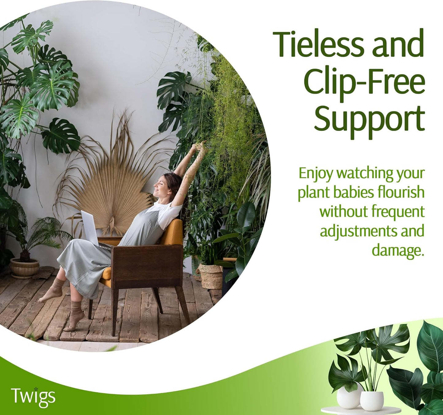 Twigs GA - Stackable Monstera Plant Support Stakes | Climbing Support for Indoor & Outdoor Use - 17" L, 5 Pack