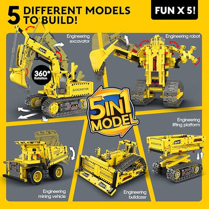 aukfa Excavator Robot Building Toys for Boys STEM Projects for Kids Ages 8-12 Remote &amp APP Control Stem Kits Learning Educational Building Kit Dinosaur Robot Toy Gifts for Boys Girls (555 Pieces