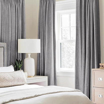 MIULEE Blackout Curtains - 100% Thermal Insulated Linen Texture | Grey Room Darkening Drapes 52x96 Inch (2 Panels)