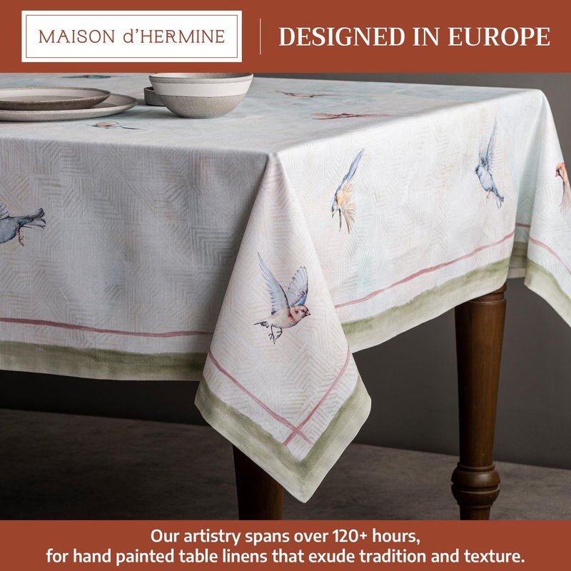 Maison d' Hermine Table Cloth Rectangle Table 100% Cotton 70 x 120 Inches Tablecloth Reusable Decorative for Dining Kitchen Room Farmhouse Home Gifts for Mothers Day Spring Summer - Flying Birds