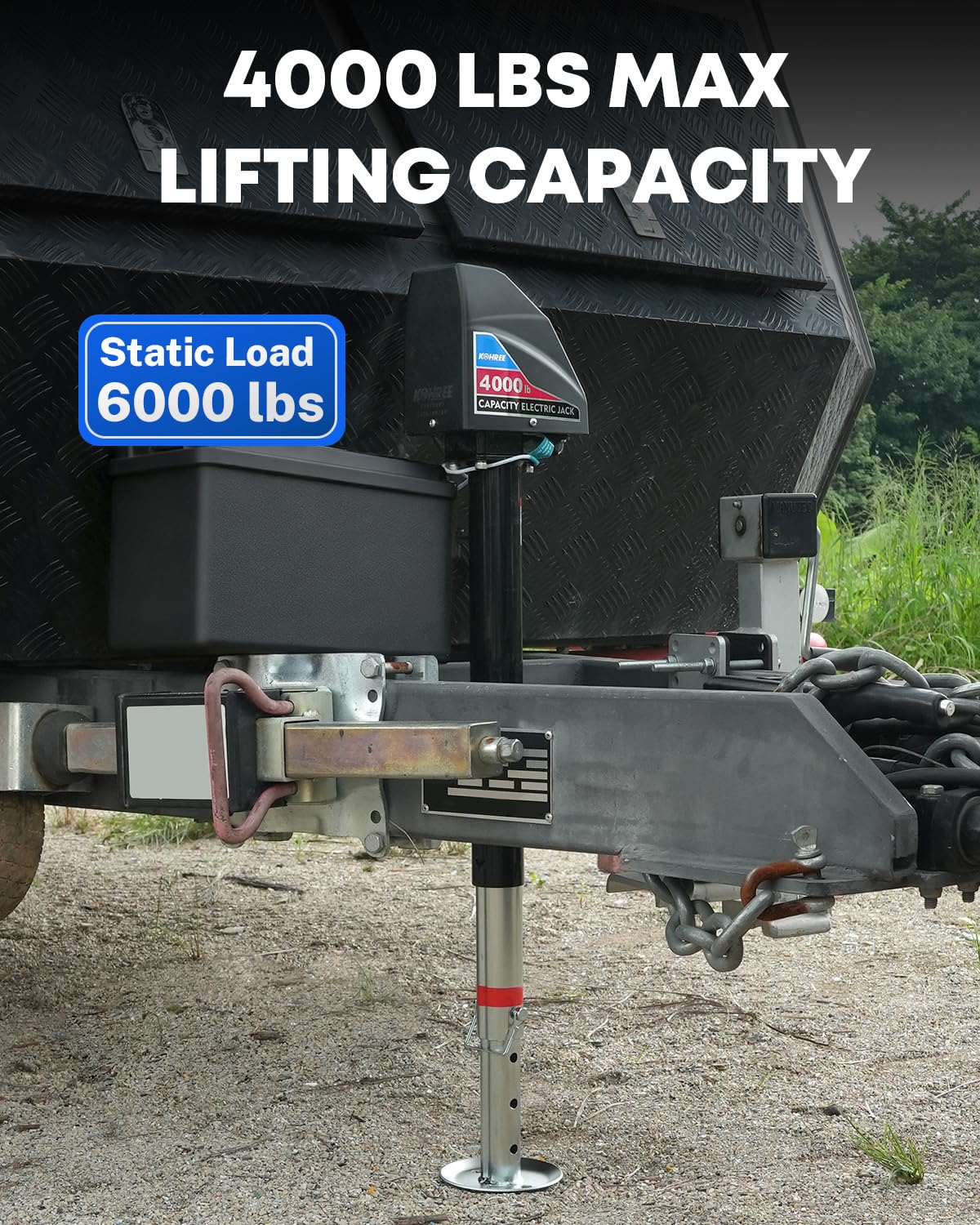 Kohree Electric Trailer Jack 4000lbs, Heavy Duty RV Electric Power Tongue Jack for Travel Trailer A-Frame Camper, with Manual Crank Handle & Weatherproof Cover, 22" Lift, 12V DC with Wiring