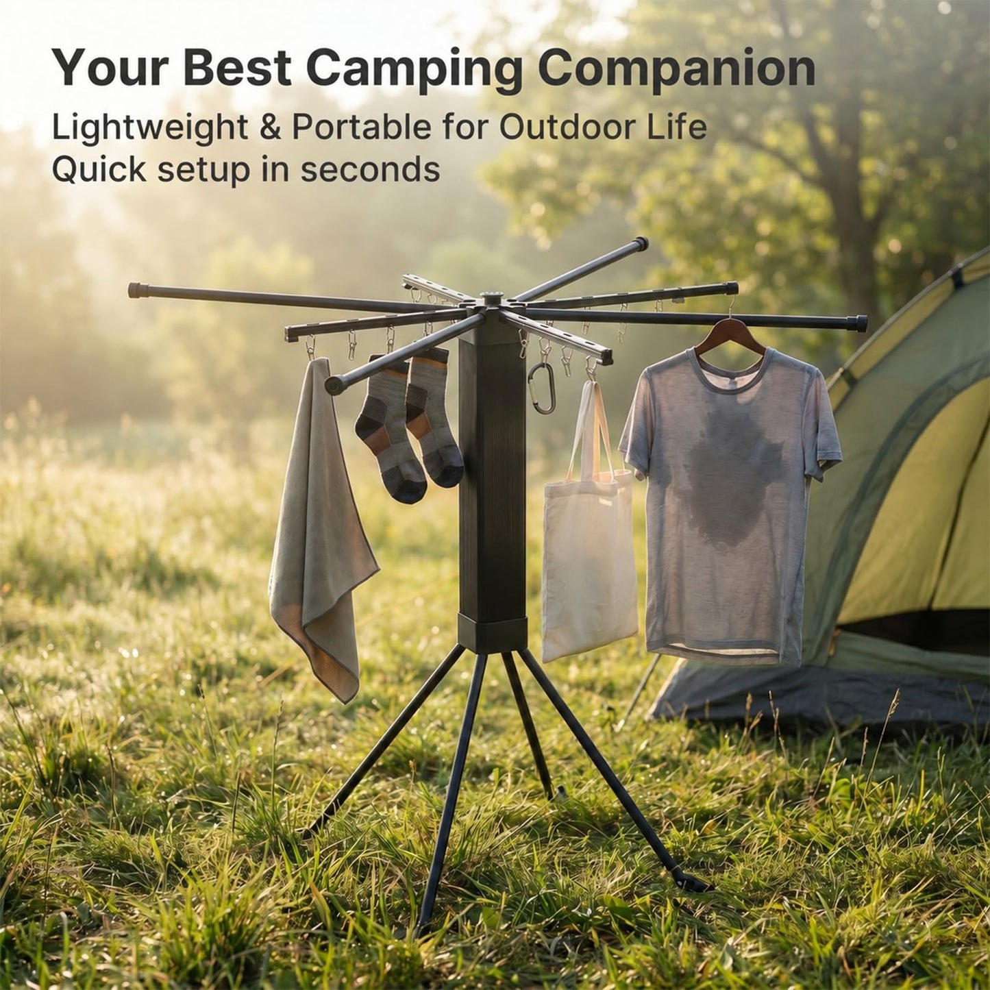 CHENKENI Foldable Clothes Drying Rack, Laundry Drying Rack Collapsible, Indoor Clothes Drying Rack, with 16 Clips Portable Clothes Drying Rack for Hanging Clothes, Indoor, Camping, Balcony, Outdoor