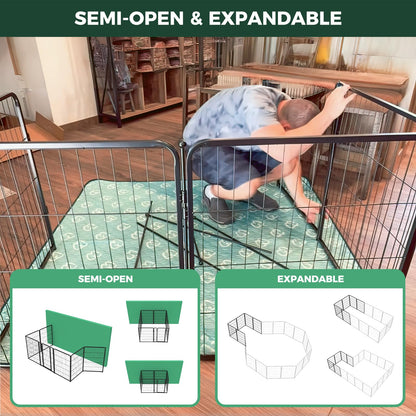 FXW Homeplus Unleashed Indoor Dog Playpen - Stress-Free and Safe Play, Heavy Duty 40 Inch 6 Panels Dog Pen for Medium and Large Dogs, Black│Patented