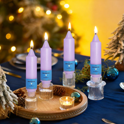 Smokeless Candlesticks Short Taper Candle,Unscented 5 Inches Purple Candle Sticks Dripless Tapered Candles for Home Décor Weddings Seasons Gifts