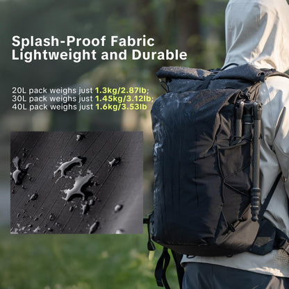 PGYTECH OnePro Ultralight Camera Backpack, Expandable Camera Bag 40L for Photographers, Outdoor Travel Bag with Dividers and 16" Laptop Sleeve, Compatible with DSLR/Drones/Mirrorless (Space Black)