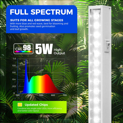 Barrina Grow Light Strip 5000K White Full Spectrum LED 1FT, Aluminum, 4-Pack
