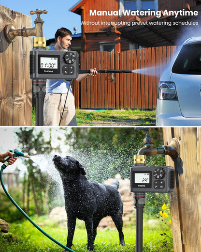 Skiennix Water Timer - 2 PCS Brass Inlet Sprinkler Timer with Rain Delay & Automatic Drip Irrigation System for Lawn Care