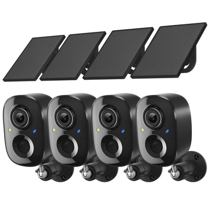 2K FHD Security Camera Wireless Outdoor Cameras for Home Security,AI Human Detection,Instant Alert,Color Night Vision,SD/Cloud Storage,Solar/Battery Powered,2.4G WIFI Only,Spotlight,Siren Alarm,4 Pack