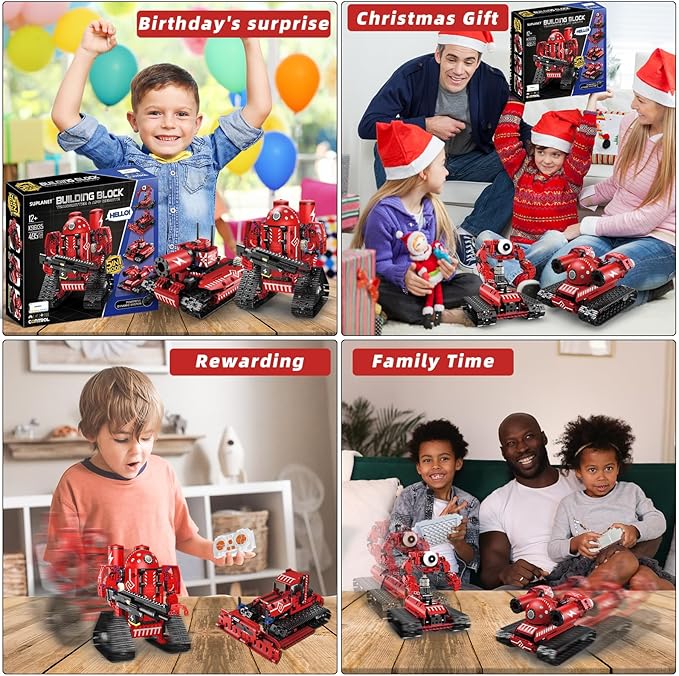 STEM Robot Toys for Kids Ages 8-14 5-in-1 Remote Control and APP Programmable Robot Toys - 495 Pcs DIY Building Science Educational Kit Building Block Birthday Present for Teen Boys Girls
