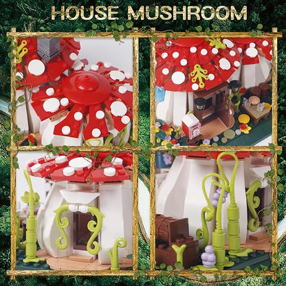 Mushroom House Building Blocks Sets(1126PCS)Creative Ideals Treehouse Building Blocks Best Present for 6+ Adults