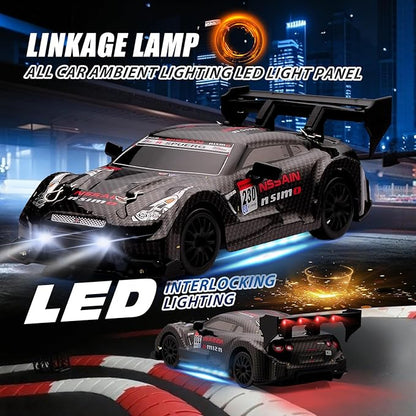 1:24 Scale RC Drift Car4WD 2.4GHz High Speed Racing Hobby Sport Toy Car Vehicle with LED LightsRacing and Drift Wheels for Adult Boys Girls Kids Gift (8601-Black)