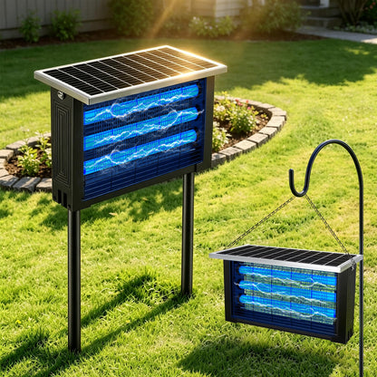 Solar Bug Zapper Outdoor, Poartable Rechargeable Mosquito Zapper with 3 LED Tubes, IPX4 Solar Fly Zapper, Cordless Portable for Patio Garden Backyard RV Camping, with 13W Solar Panel Covers 3000 sq.ft