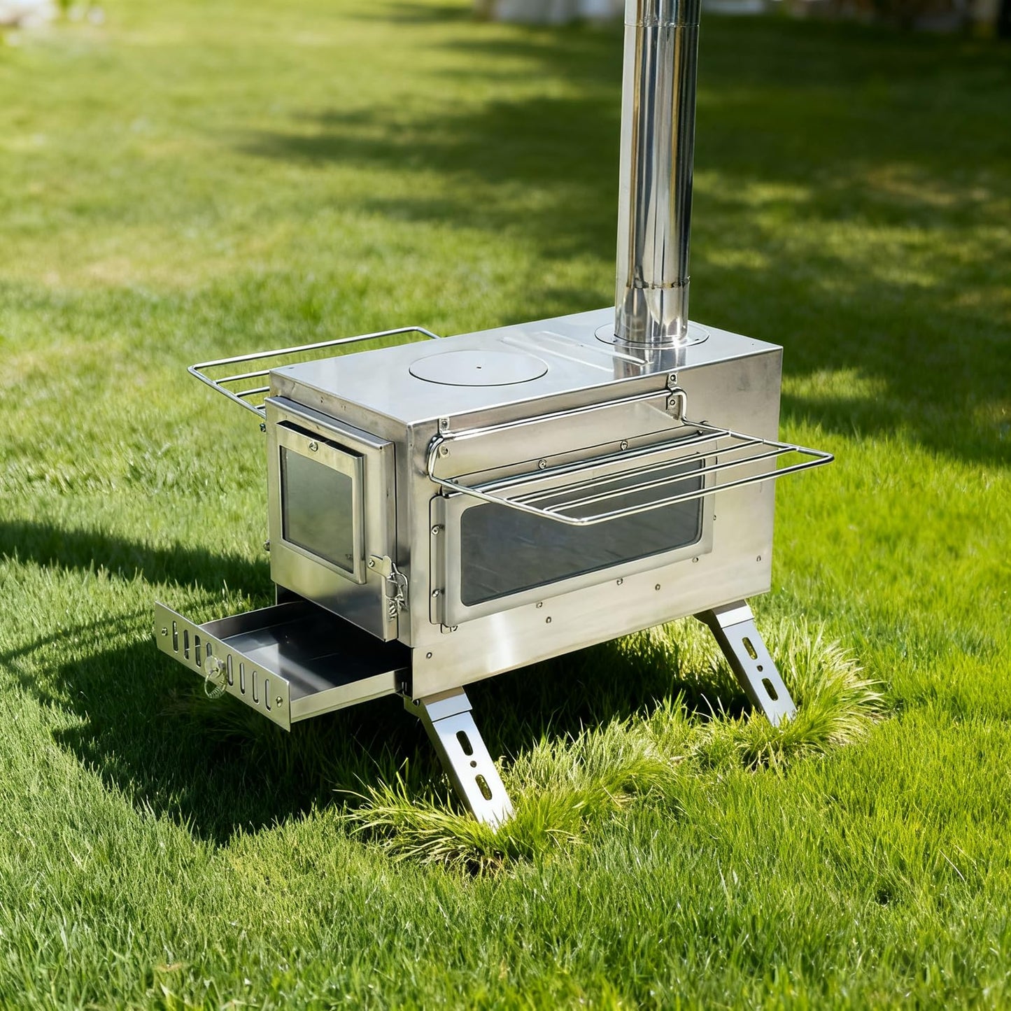 Hot Tent Stove, unho Wood Burning Stove, Portable Wood Stove with 6 Stainless Chimney Pipes for Outdoor Heating & Cooking, Ice Fishing, Hunting,Winter Warmth