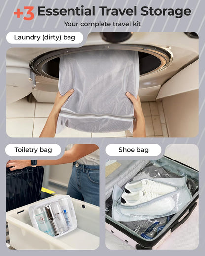 BAGSMART Vacuum Bags - Portable Space Saver with Rechargeable Air Pump | 18-Pack Gray for Travel & Home