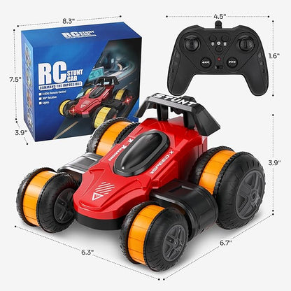 High Speed Remote Control Drift Car for Kids 360 Degree Rotating Deformation Stunt RC Cars for Boys and Girls Ages 3-16 4WD Drift RC Stunt Car with Light for Christmas Birthday Party Gifts (Red)