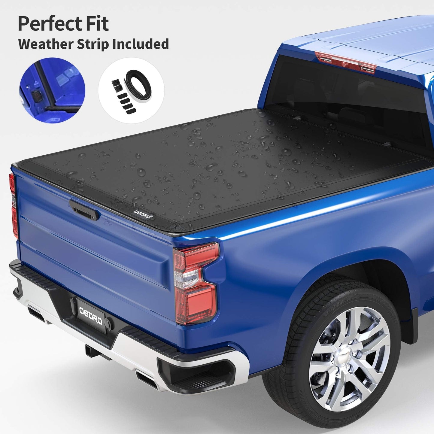 oEdRo Upgraded Soft Tri-fold Truck Bed Tonneau Cover On Top Compatible with 2007-2013 Chevy Silverado 1500 / GMC Sierra 1500 with 5.8 Feet Bed, Fleetside