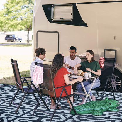 SAND MINE Reversible Mats, Plastic Straw Rug, Modern Area Rug, Large Floor Mat Rug for Outdoors, RV, Patio, Backyard, Deck, Picnic, Beach, Trailer, Camping (9' x 18', Black & Grey)
