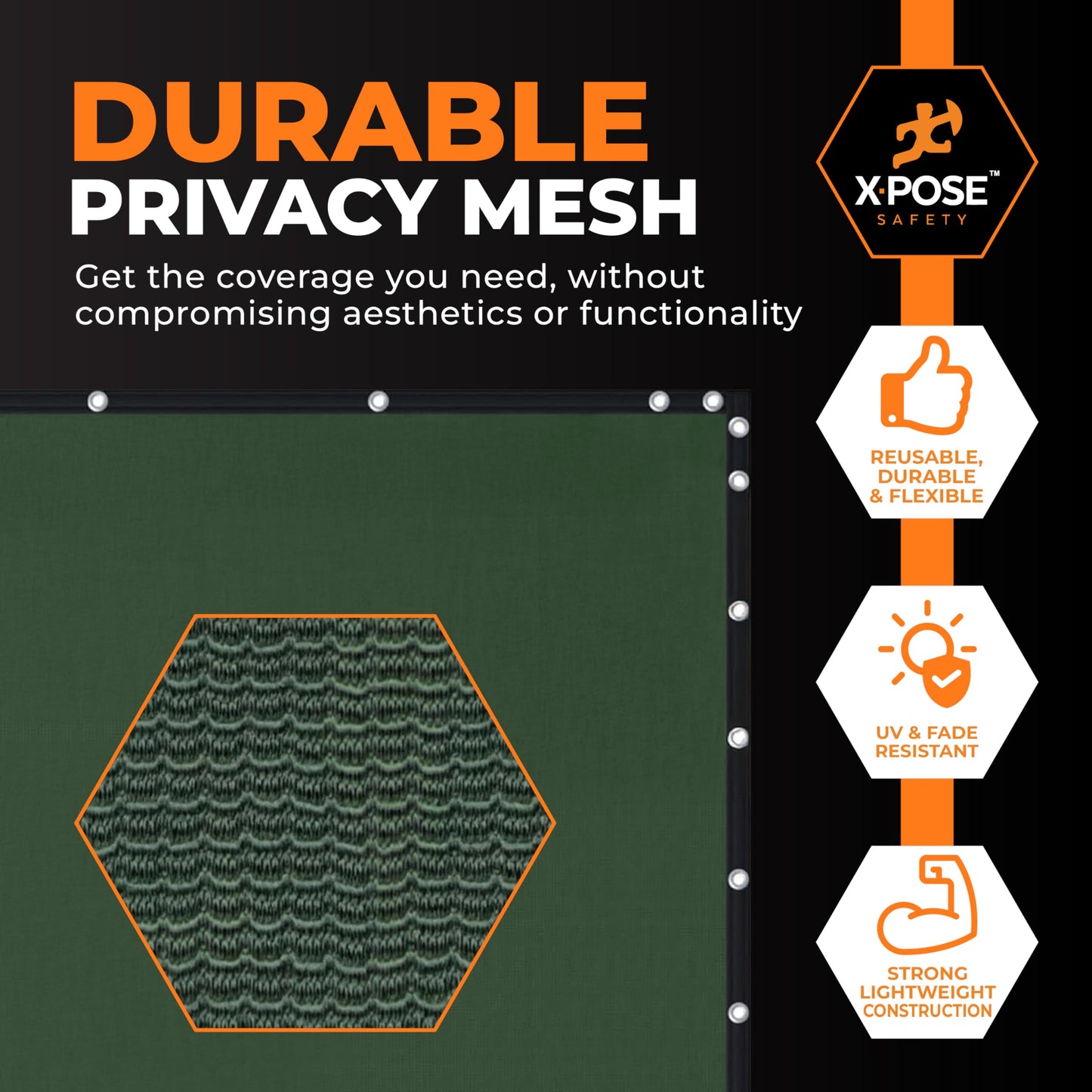Xpose Safety Privacy Fence Screen 4’ x 50’ (3 Pack) – Heavy Duty Green Mesh with 90% Visibility Block, UV Protection – for Garden, Yard, Nursery, Kennel, Dog Run, Greenhouse