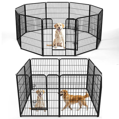 DUMOS Dog Playpen Indoor, Metal 40 Inch 8 Panels Foldable Pet Fence with Door, Outdoor Small Medium Large Dog Puppy Portable Exercise Play Pen for RV Camping, Trips, Play Yard