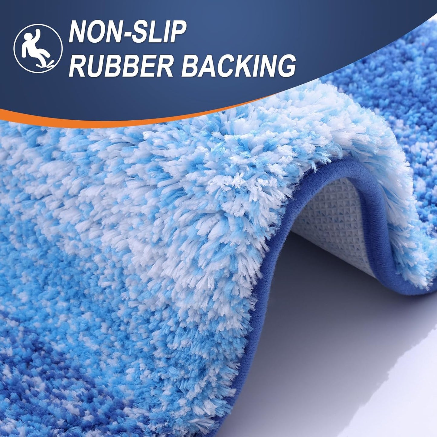 OLANLY Large Bath Rugs Mat - Extra Soft Microfiber, Quick Dry & Washable | Light Royal Blue 50x30