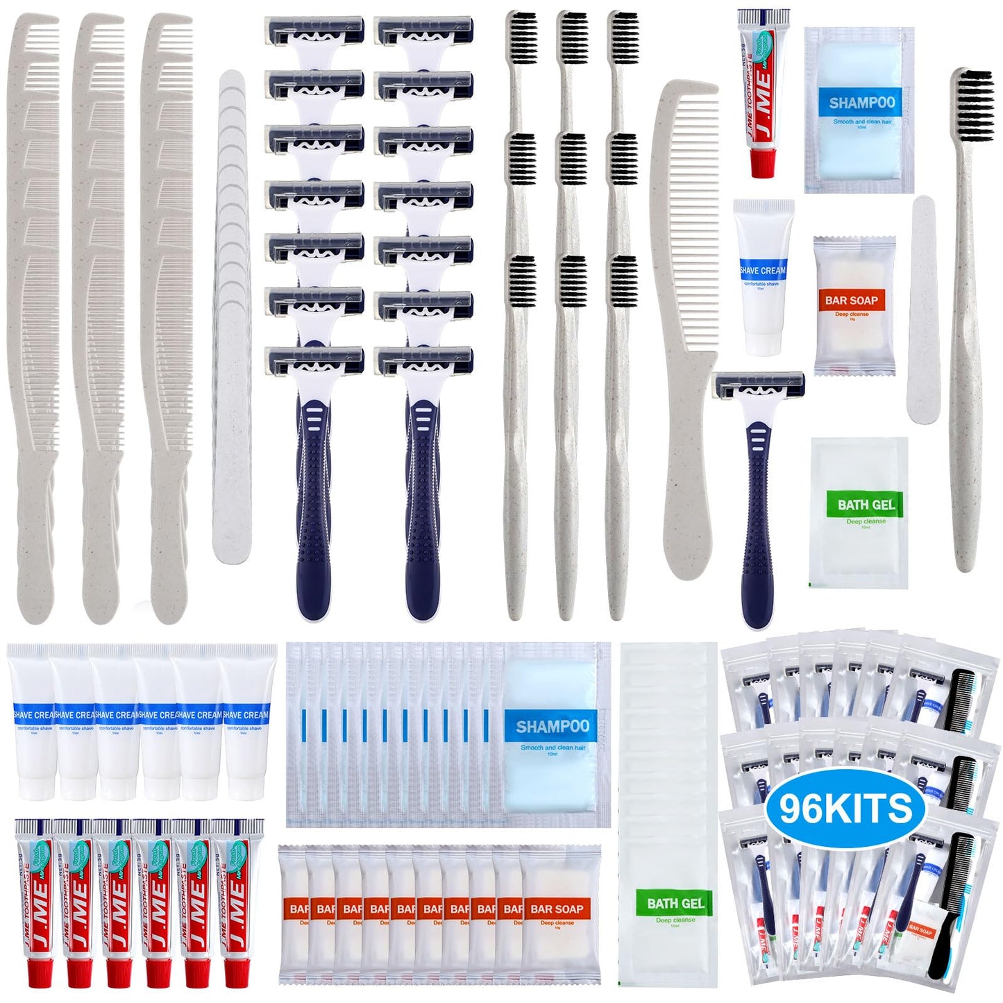 Suclain 96 Pack Hygiene Kits Bulk for Homeless Travel Size Toiletries and Dental Hygiene Kit Homeless Care Package Supplies Charity Donation Ready for Shelter Church Emergency Prep