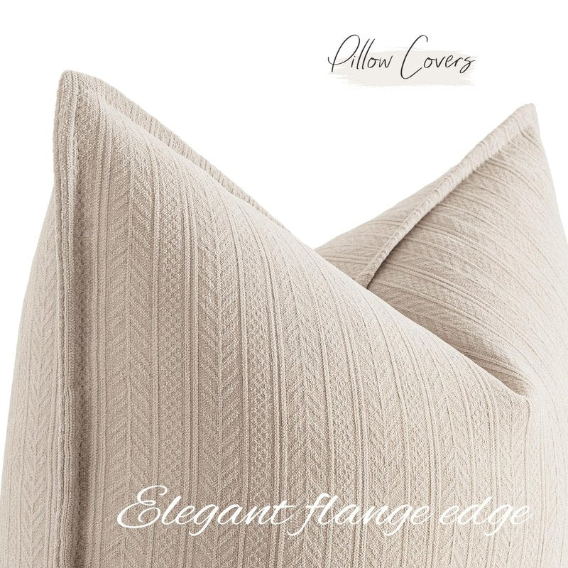 MIULEE 20x20 Inch Beige Decorative Couch Pillow Covers Set of 2 Chenille Throw Pillow Covers Farmhouse Cushion Cases with Elegant Design for Home Decor Sofa Bedroom Living Room