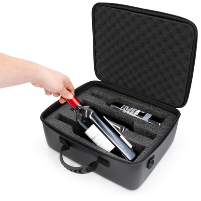 CASEMATIX Wine Travel Case for 3 Bottles with Shock-Absorbing Foam & Adjustable Carrying Strap - Protective Wine Suitcase for Storage, Padded Wine Bag Tote Alcohol Carrying Case