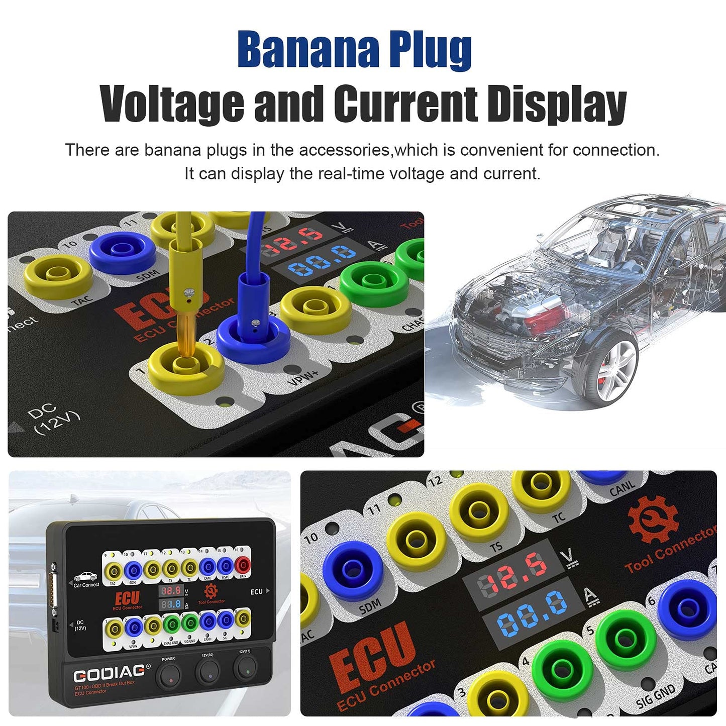 Godiag GT100+ OBDII Breakout Box, Advanced OBD and CAN Protocol Detector for ECU Bench Testing and Car Diagnostics