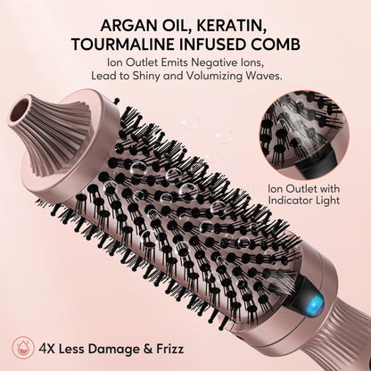 Terviiix Thermal Brush Get Voluminous Style, Quick Heating Hot Brush, Ceramic Tourmaline Ionic Heated Curling Iron, Digital Display 9 Temperatures Curling Wand, Dual Voltage, 1.5 Inch