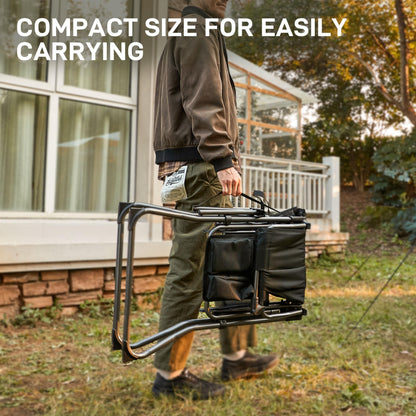 EVER ADVANCED Portable 30.7" Seat Height Tall Folding Camping Chair Directors Chair High Foldable Bar Stool with Side Table for Makeup Artist, Sports Event, Craft Show, Supports 350LBS